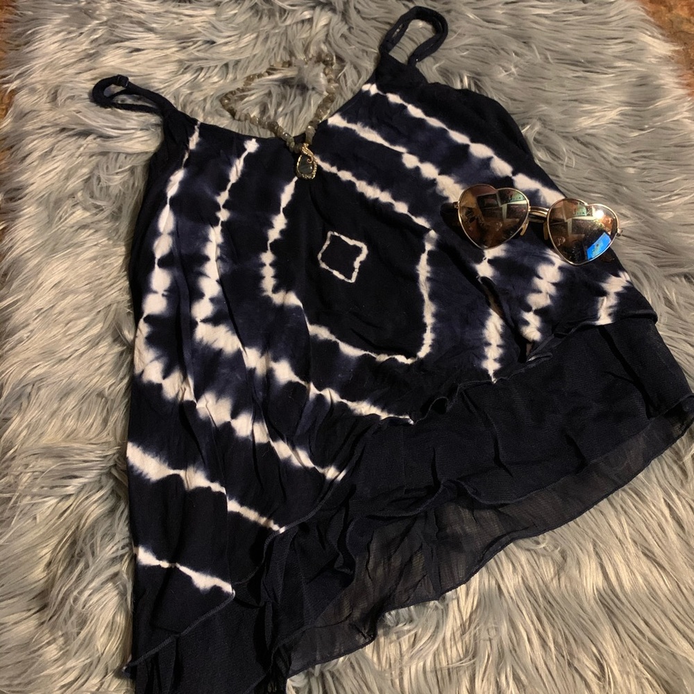 Tie Dye Asymmetrical Flowy Tank Top
